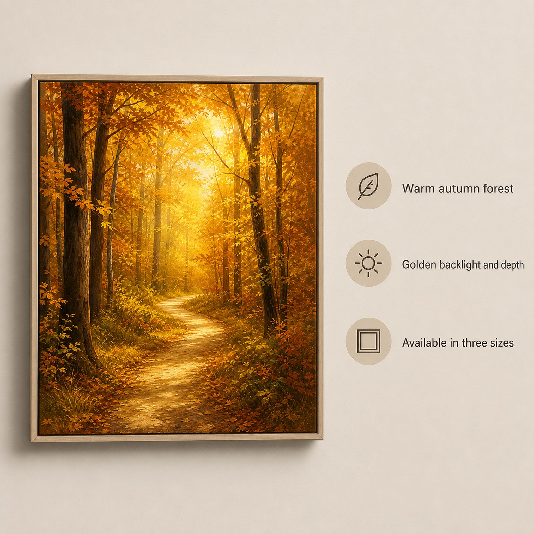 Golden Autumn Forest Path Wall Art