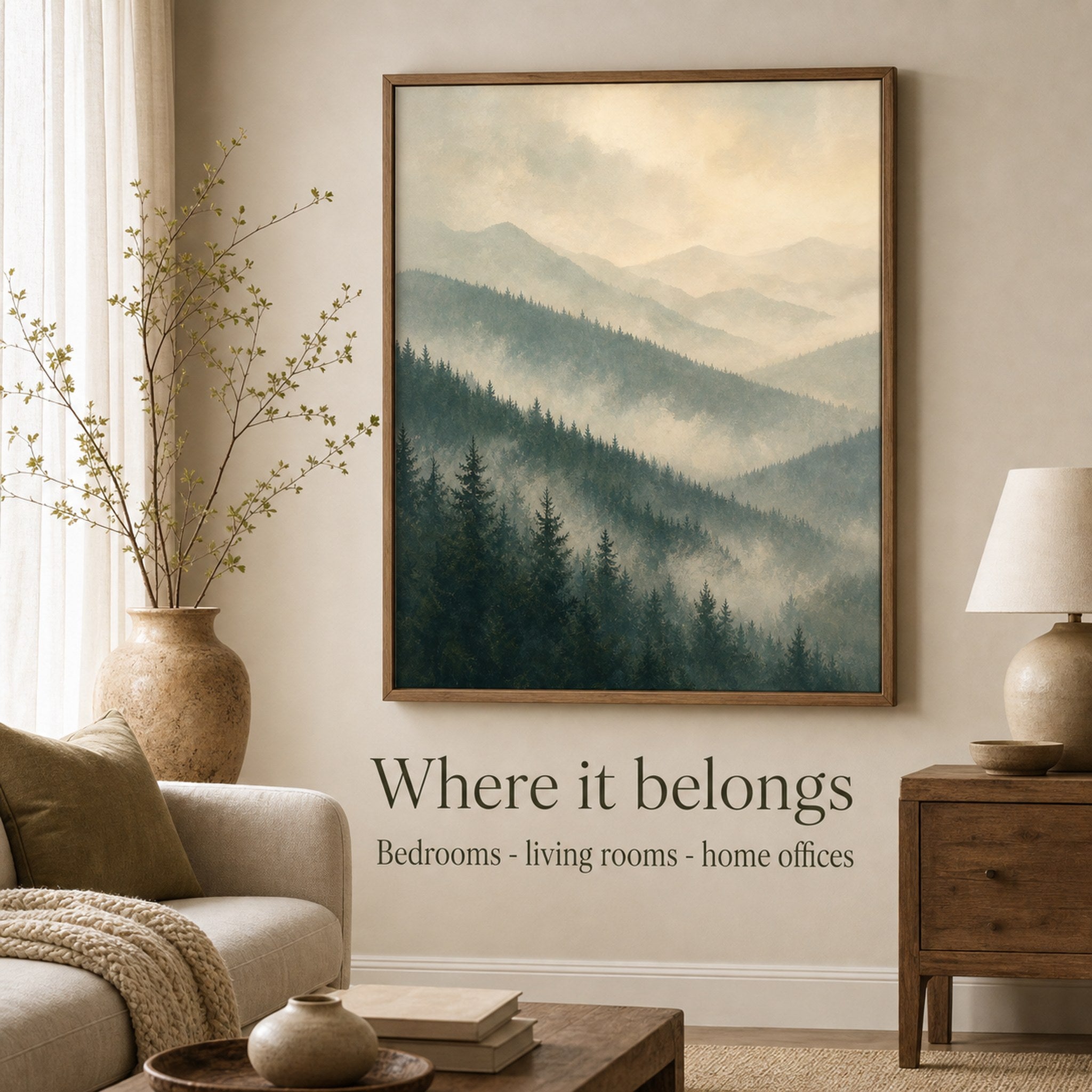 Misty Forest Ridges Landscape Wall Art