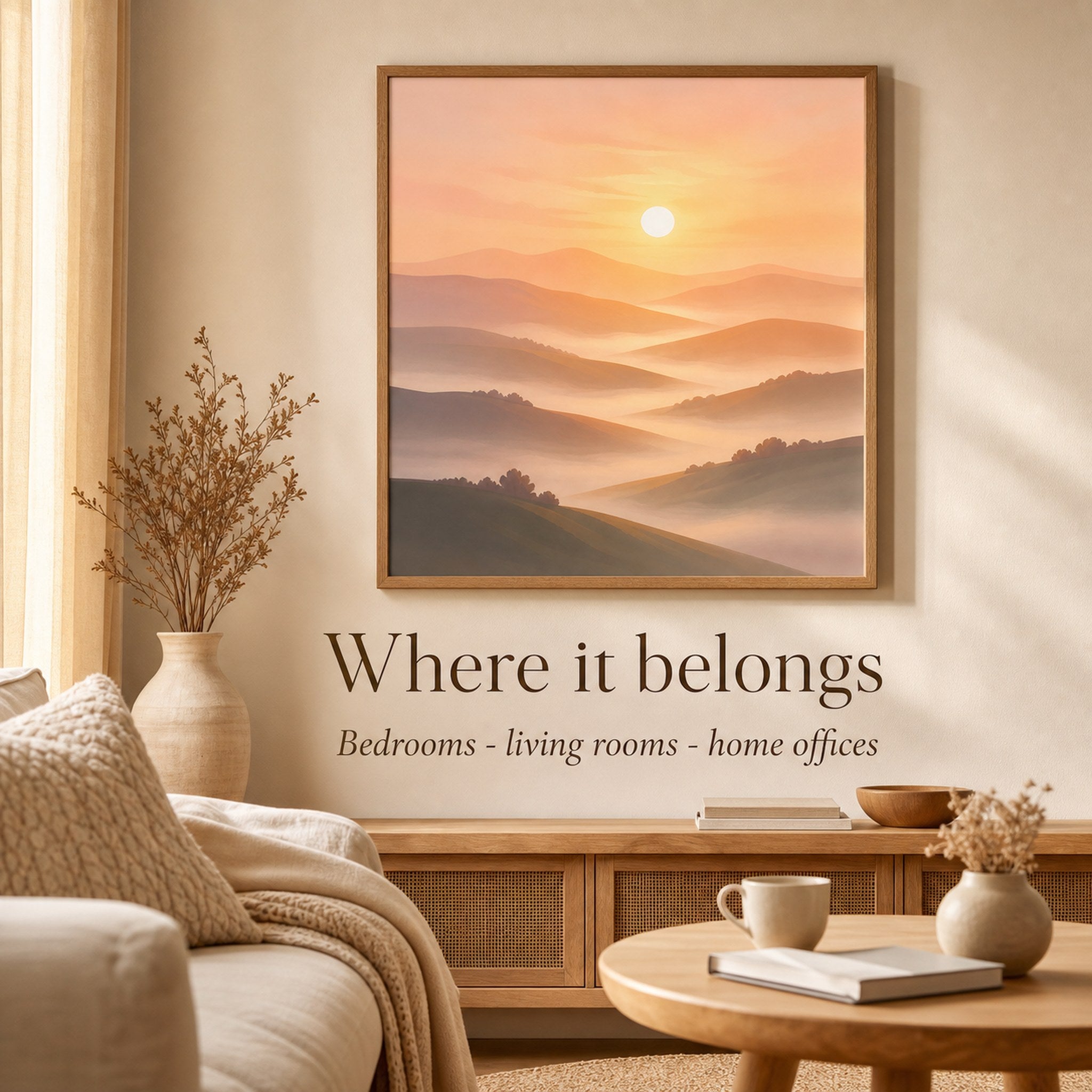 Sunrise Over Hills Minimalist Wall Art