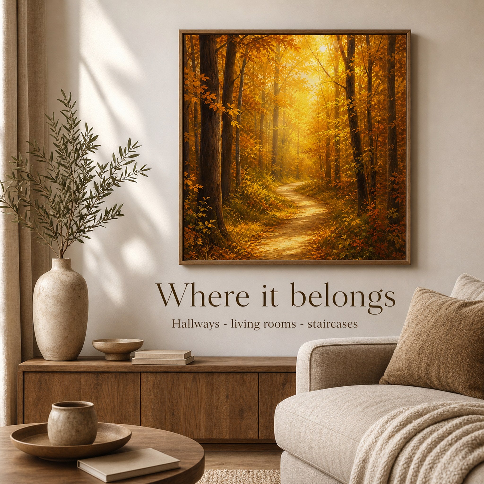Golden Autumn Forest Path Wall Art