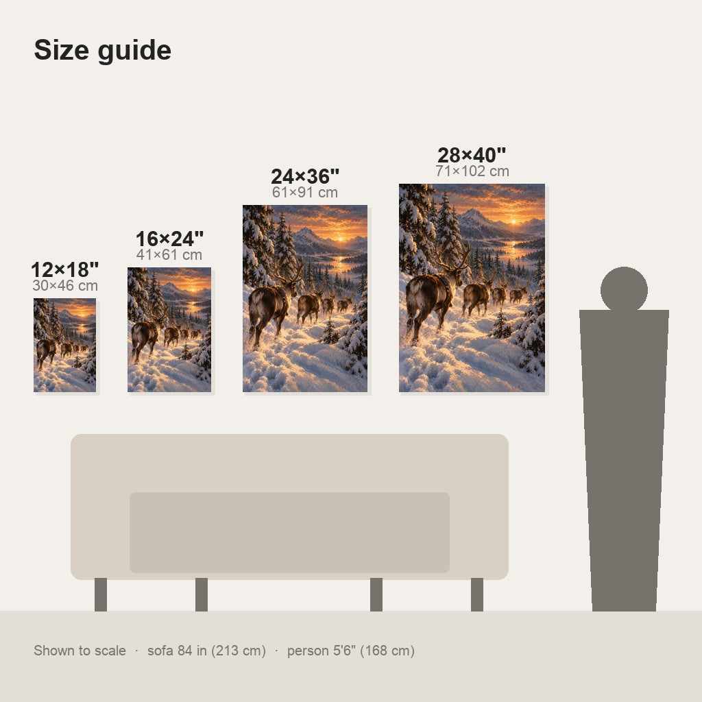Reindeer Herd at Dusk Christmas Wall Art
