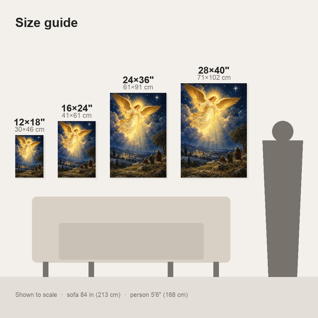 Angel Over the Shepherds Christmas Wall Art
