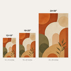Terracotta Arches Boho Abstract Wall Art - size comparison of the 12x16, 16x20 and 24x36 inch options shown to scale