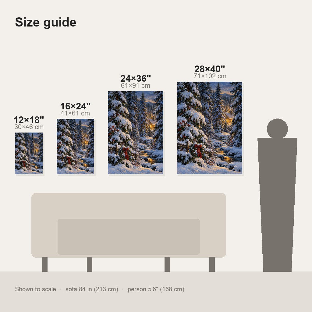 Snowy Pines and Warm Window Christmas Wall Art