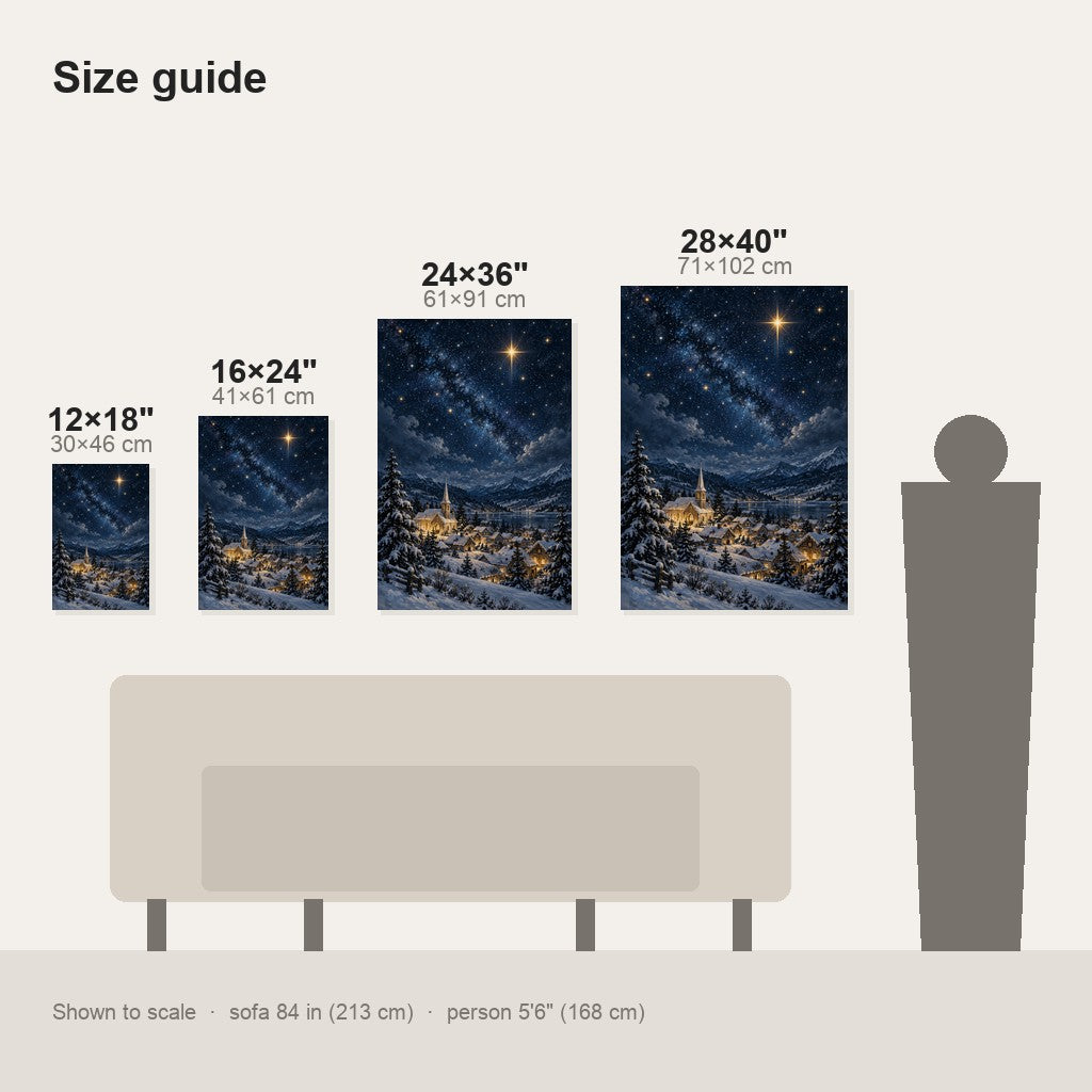 Silent Night Starry Village Christmas Wall Art