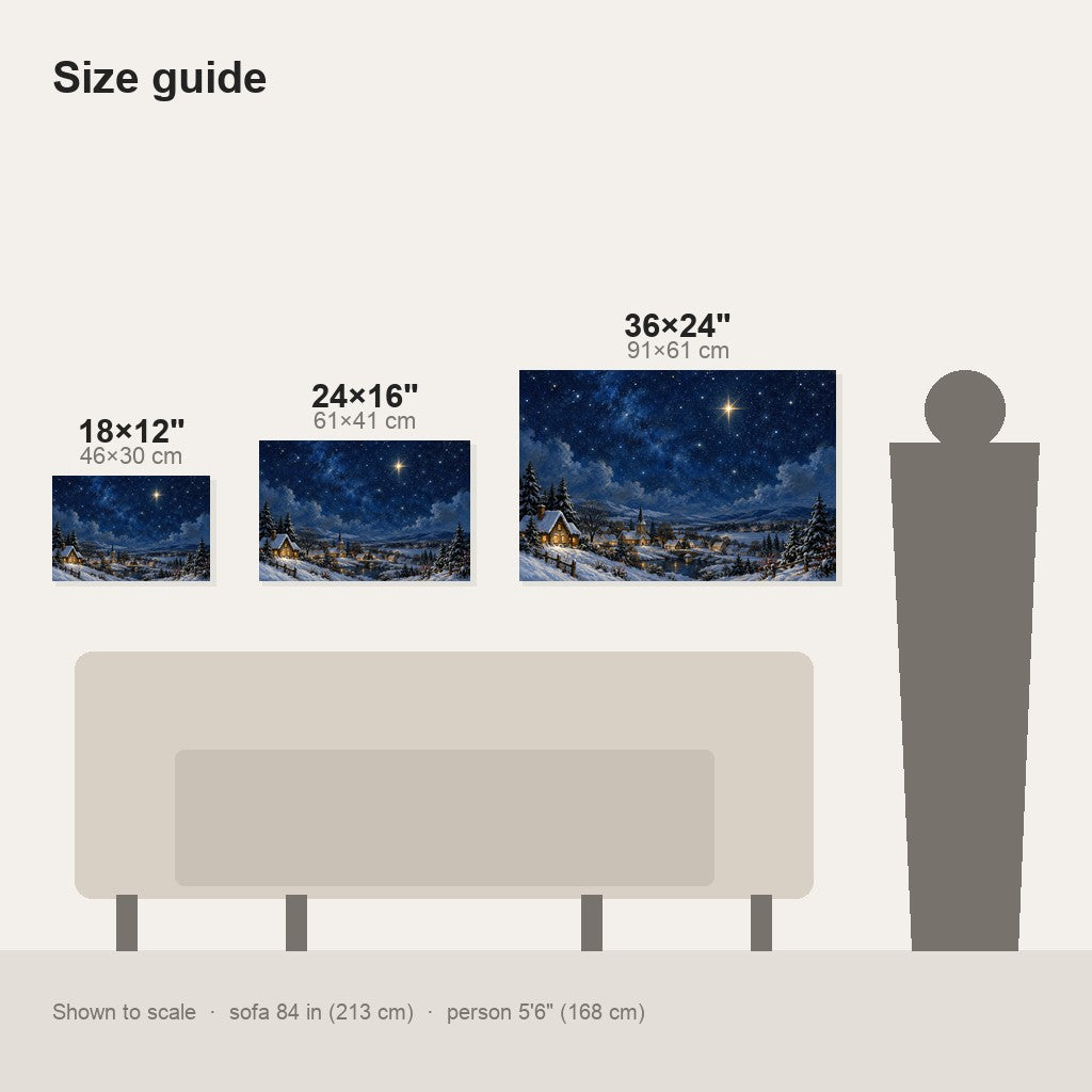 Silent Night Starry Village Landscape Christmas Wall Art