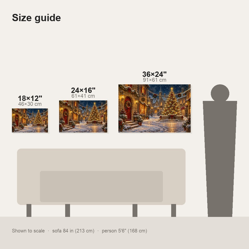 Village Night Landscape Christmas Wall Art