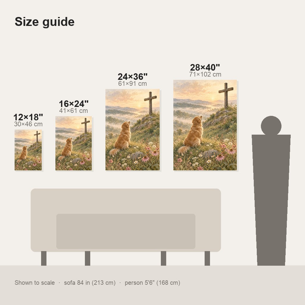 Golden Retriever and the Cross Christian Wall Art