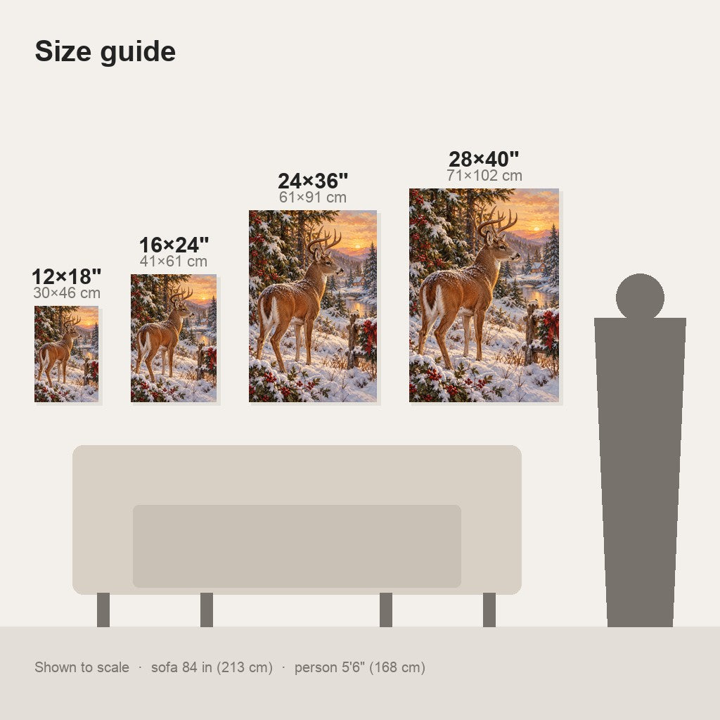 Winter Deer Christmas Wall Art