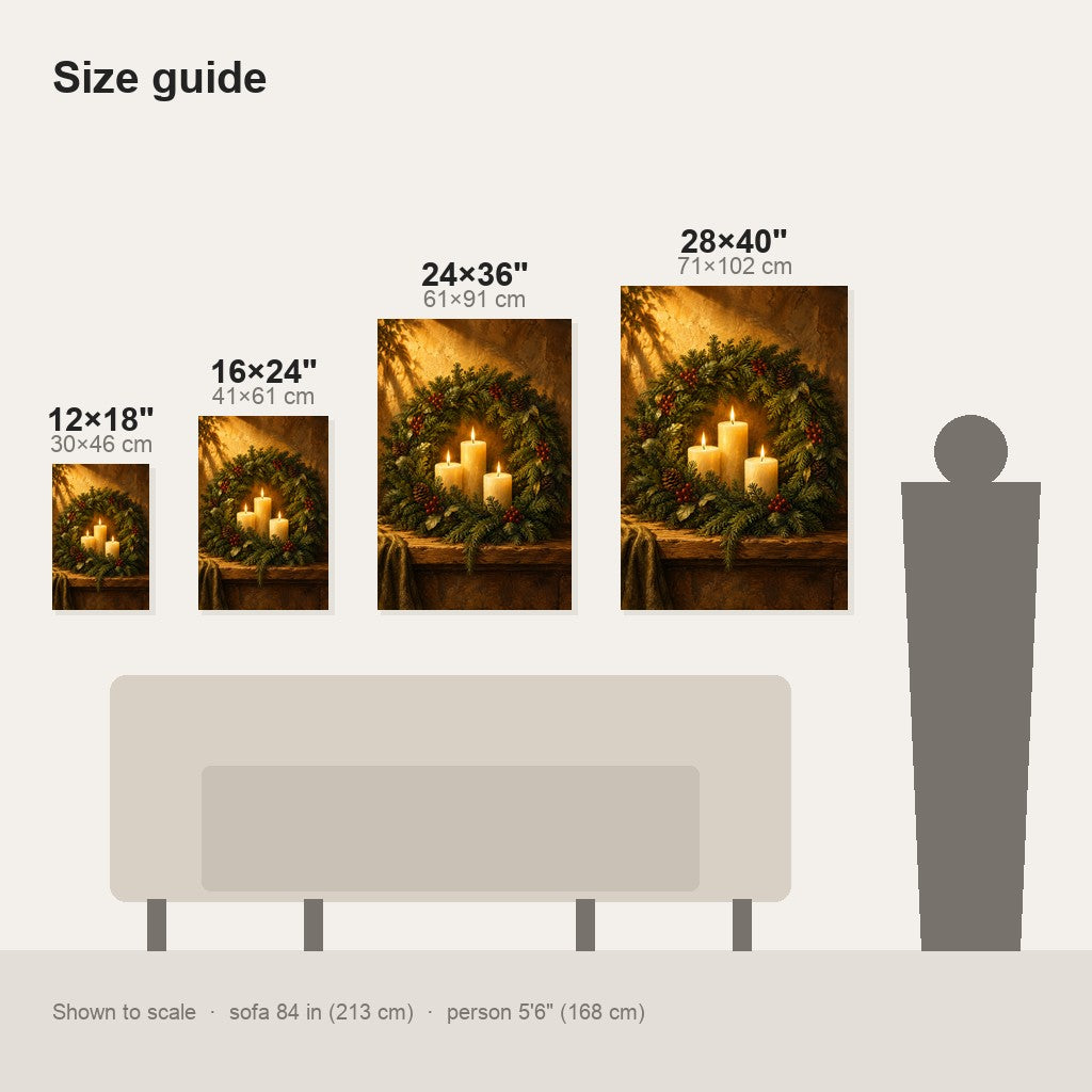 Evergreen Wreath Candlelight Wall Art