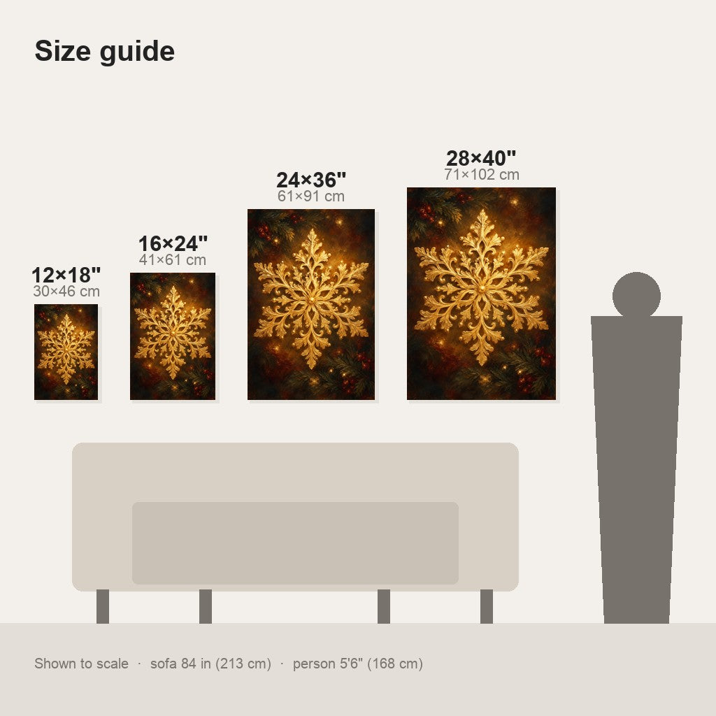 Golden Snowflake Christmas Wall Art