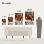 Santa's Sleigh and Reindeer Christmas Wall Art