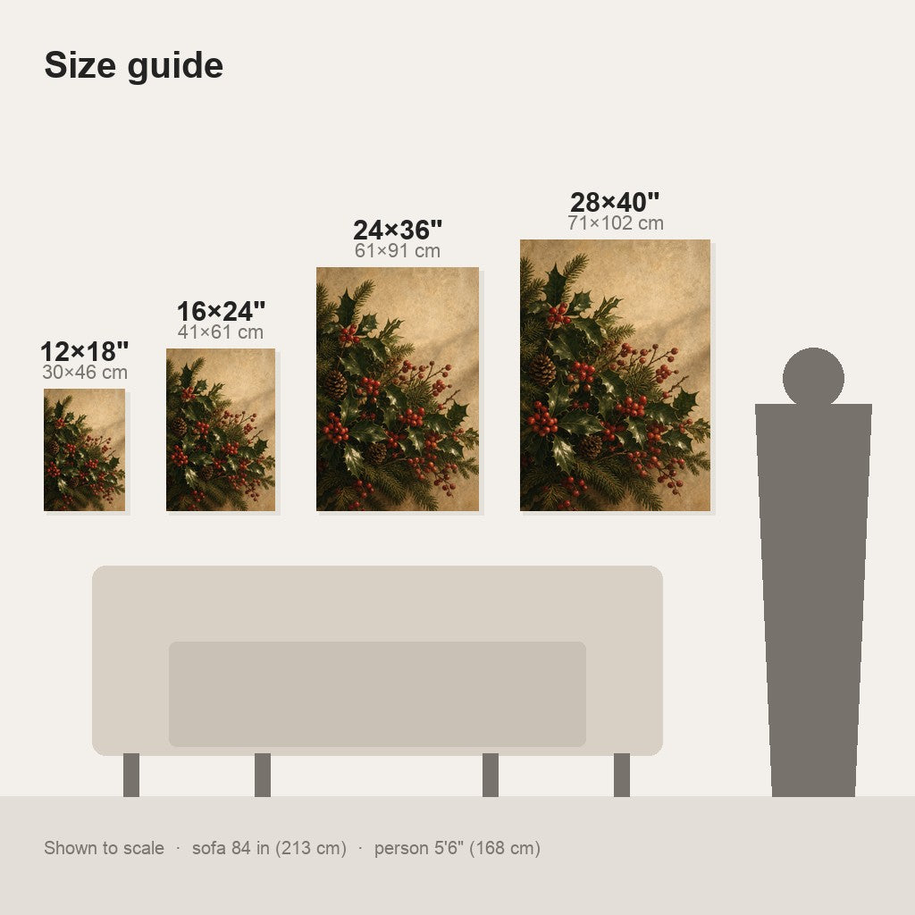 Holly and Berries Christmas Wall Art