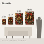 Golden Bells and Evergreen Garland Christmas Wall Art