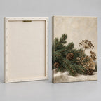 Evergreen and Pinecones on Linen Christmas Wall Art