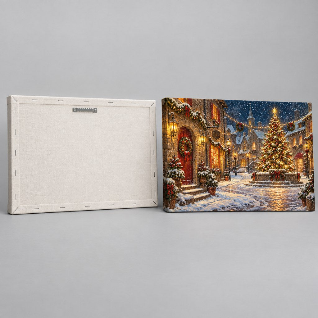 Village Night Landscape Christmas Wall Art