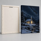 Snowy Church on a Starry Night Christmas Wall Art
