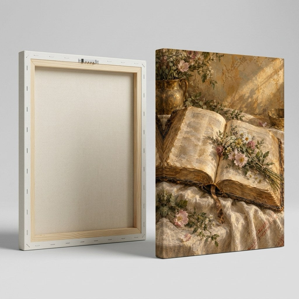 Bible and Wildflowers Morning Christian Wall Art