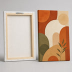 Terracotta Arches Boho Abstract Wall Art - front and back view showing the wooden stretcher frame and sawtooth hanger