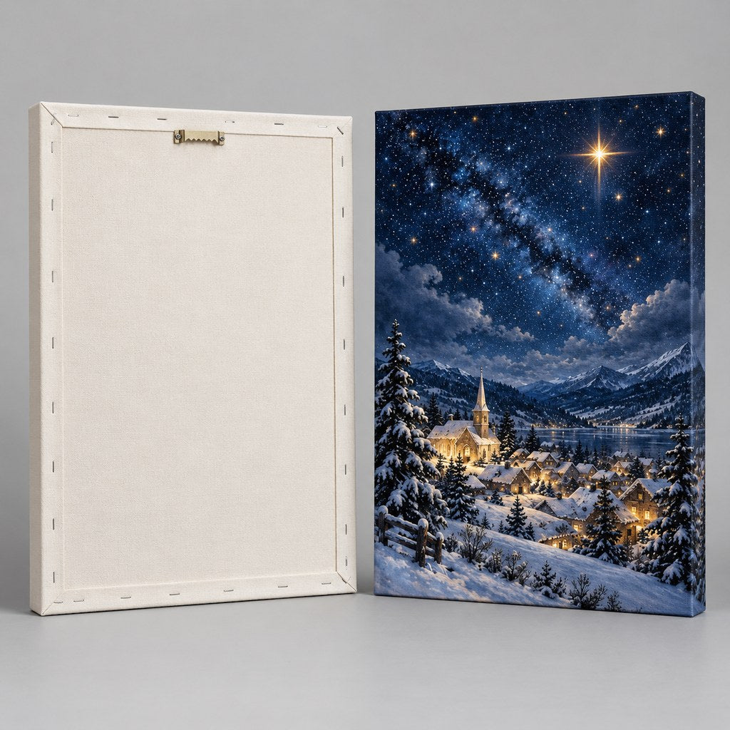 Silent Night Starry Village Christmas Wall Art