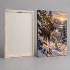 Moose in Snowy Pines Christmas Wall Art