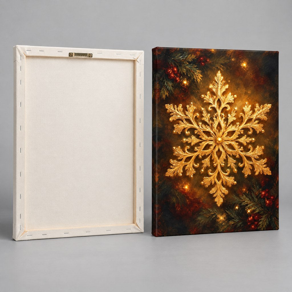Golden Snowflake Christmas Wall Art