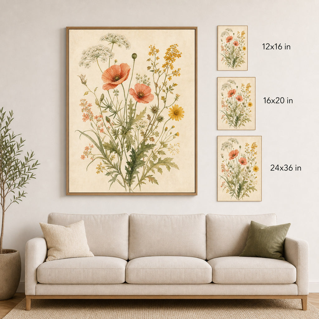 Vintage Wildflower Botanical Wall Art