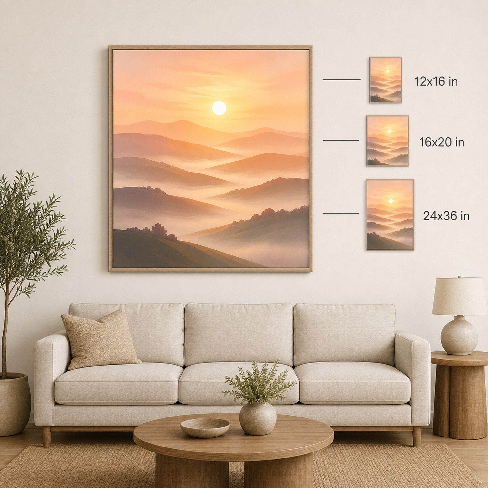 Sunrise Over Hills Minimalist Wall Art