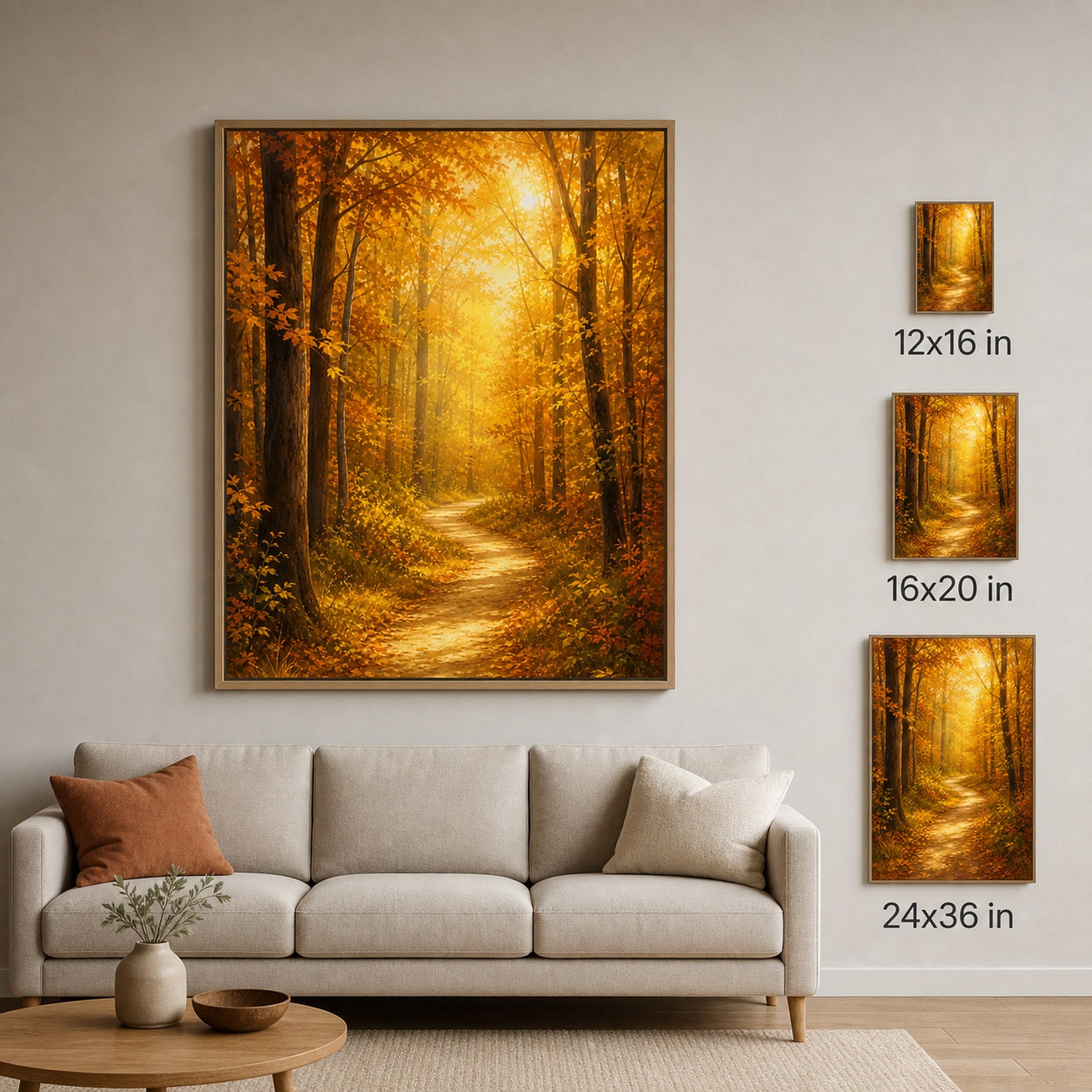 Golden Autumn Forest Path Wall Art