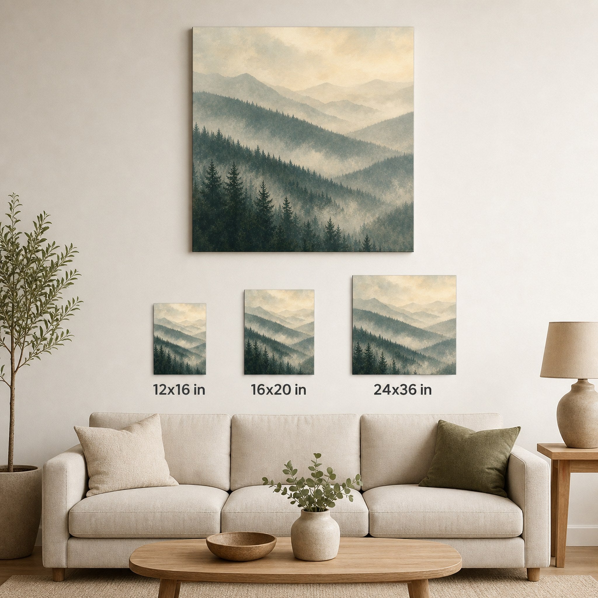 Misty Forest Ridges Landscape Wall Art