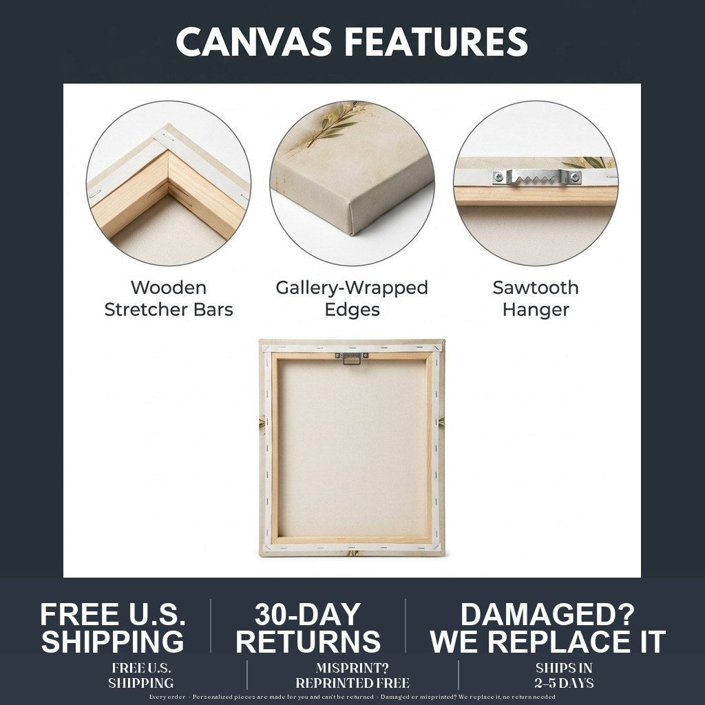The Quiet Cross, Personalized — canvas features: wooden stretcher bars, gallery-wrapped edges, sawtooth hanger; misprints reprinted free