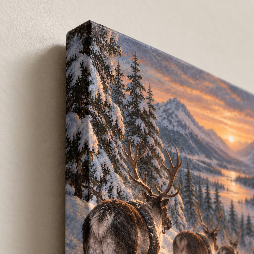 Reindeer Herd at Dusk Christmas Wall Art