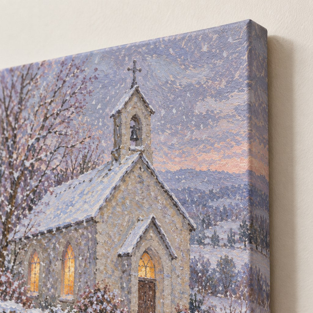 Country Chapel in the Snow Wall Art