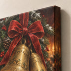 Brass Bells and Red Ribbon Christmas Wall Art
