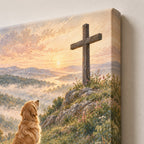 Golden Retriever and the Cross Christian Wall Art
