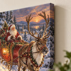 Santa's Sleigh and Reindeer Christmas Wall Art