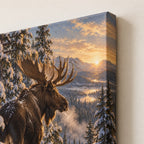 Moose in Snowy Pines Christmas Wall Art