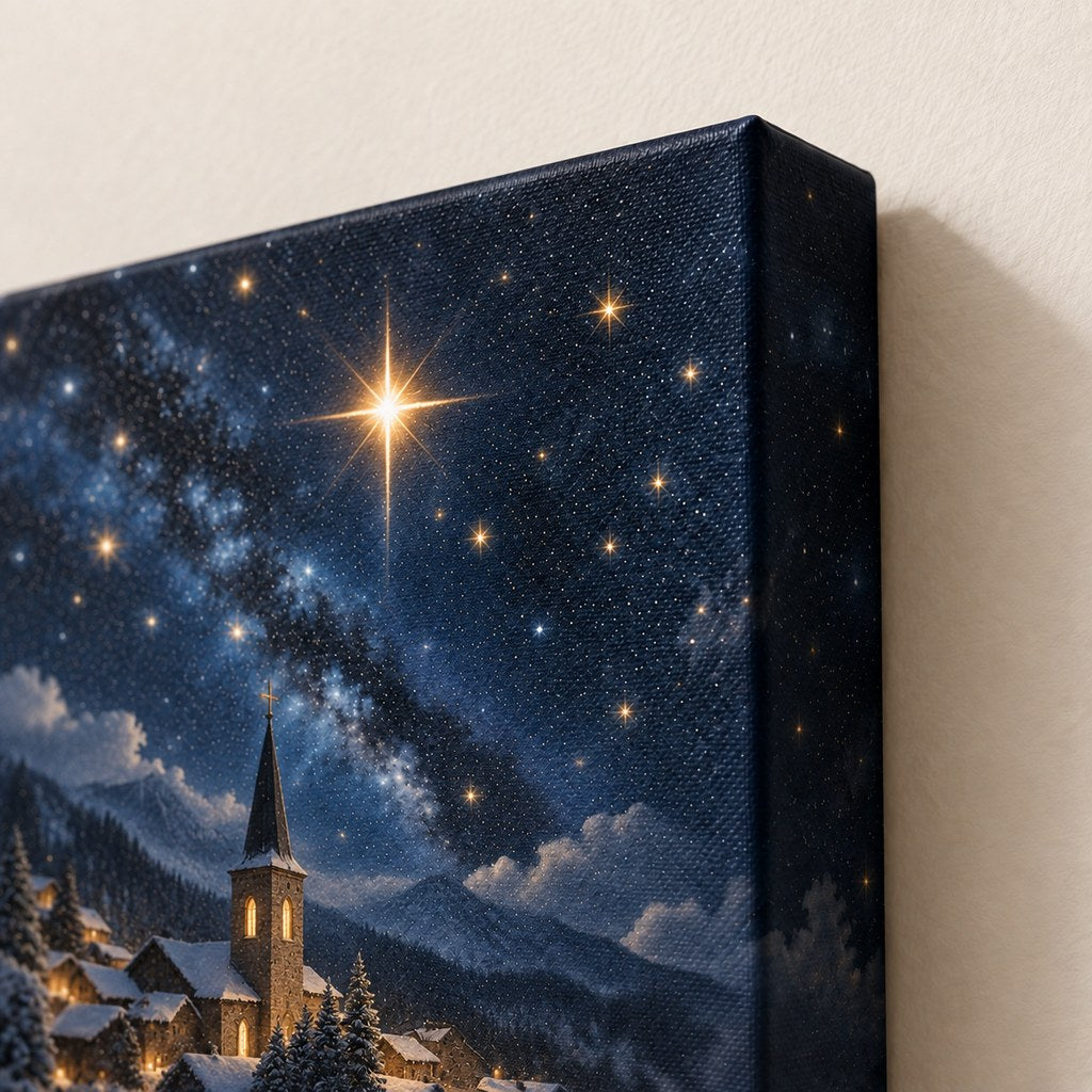Silent Night Starry Village Christmas Wall Art