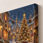 Village Night Landscape Christmas Wall Art
