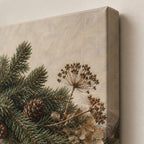 Evergreen and Pinecones on Linen Christmas Wall Art