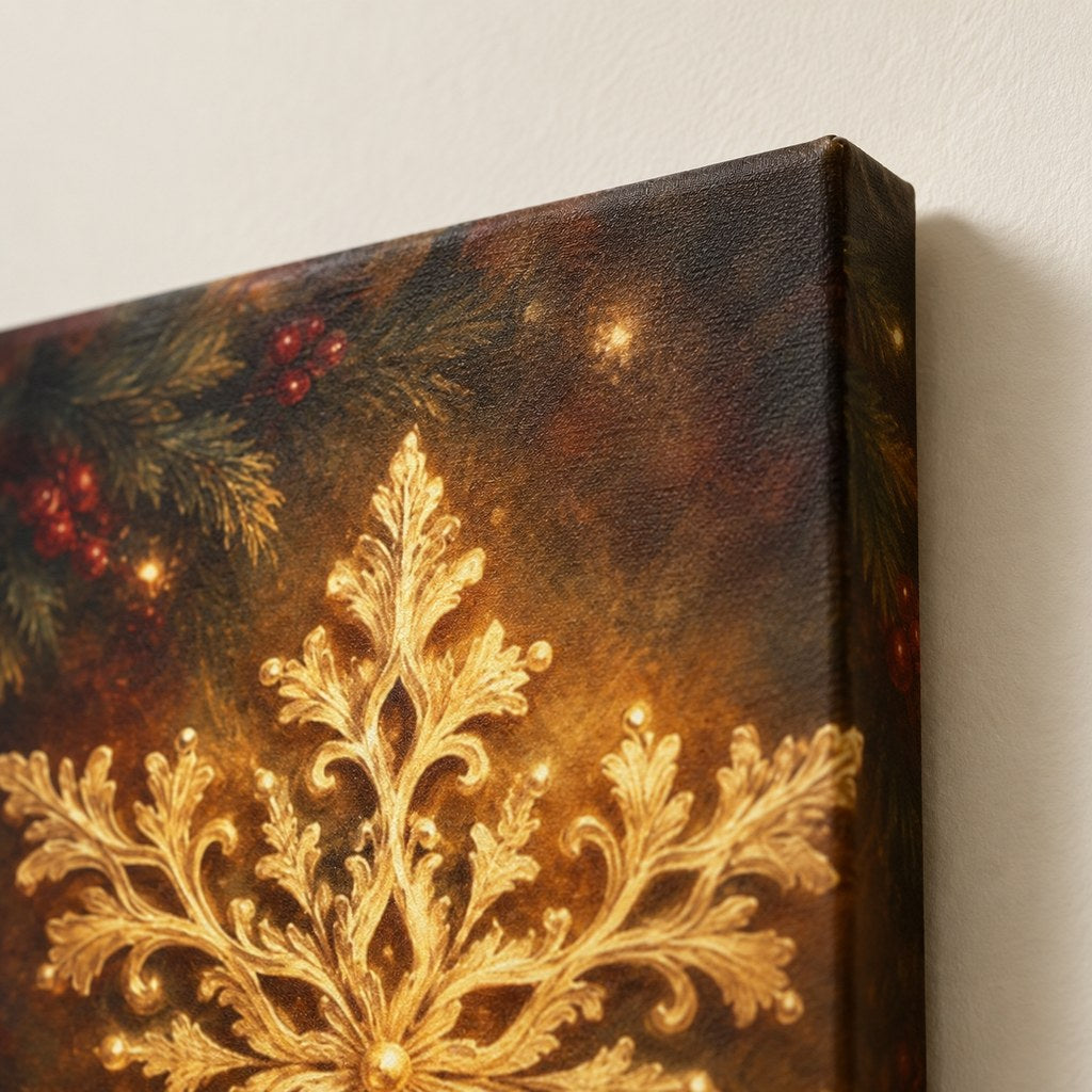 Golden Snowflake Christmas Wall Art