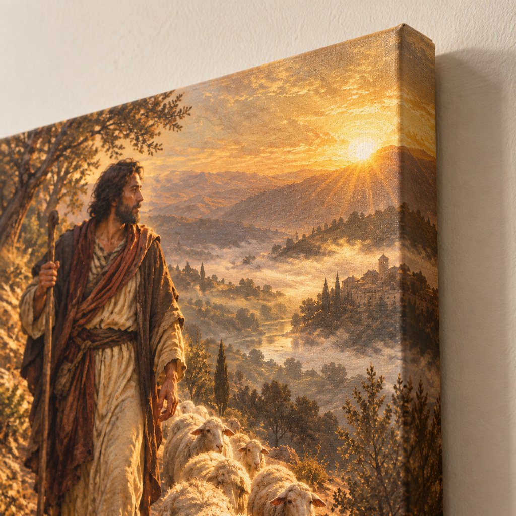 The Good Shepherd at Dawn Christian Wall Art