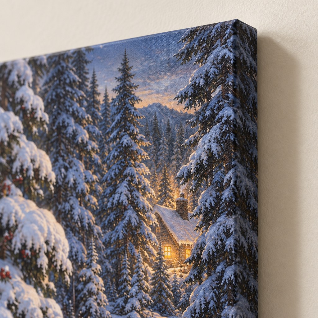 Snowy Pines and Warm Window Christmas Wall Art