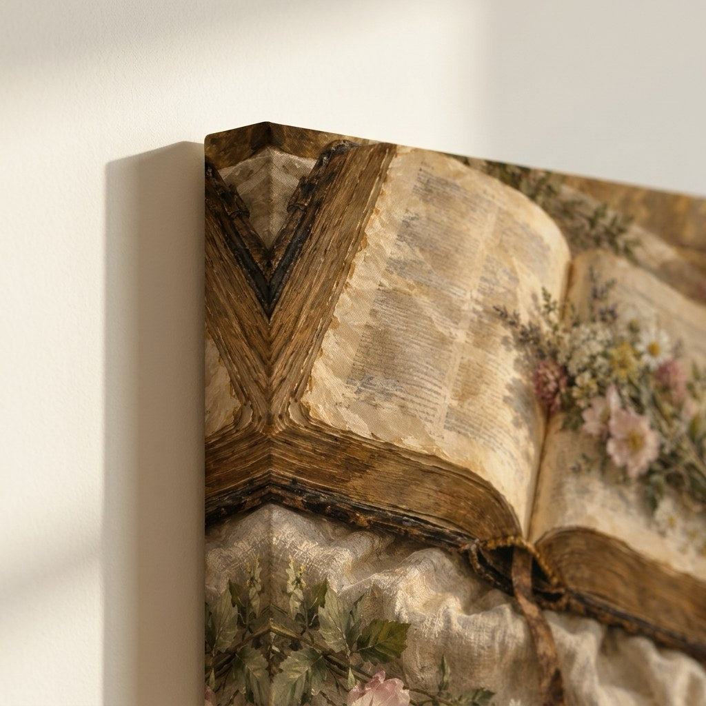 Bible and Wildflowers Morning Christian Wall Art