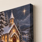 Snowy Chapel and Star Christmas Wall Art