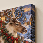 Reindeer with Wreath Christmas Wall Art