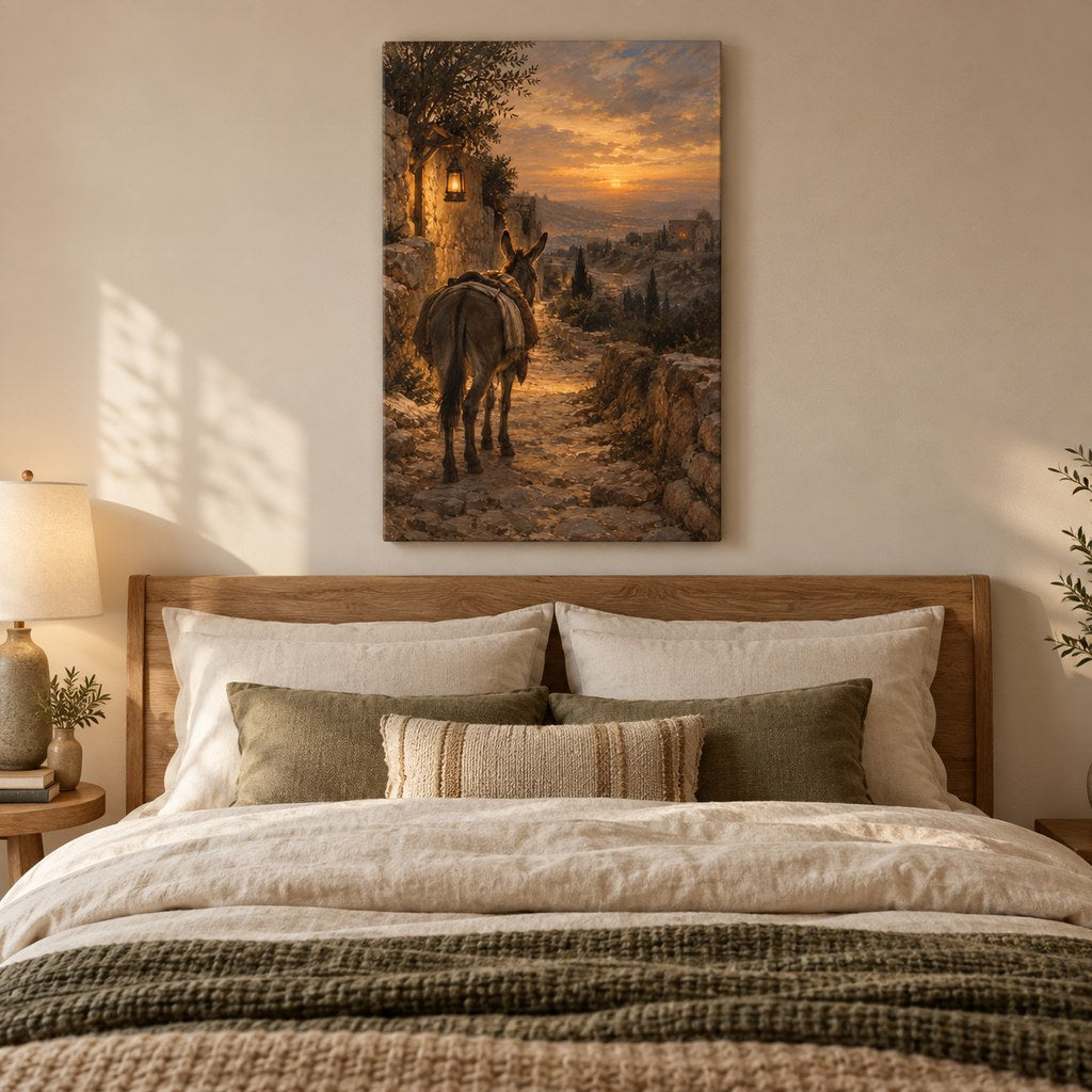 Donkey on the Road to Bethlehem Christmas Wall Art