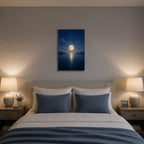 Moonlit Lake Bedroom Wall Art - hanging above a bed in a calm bedroom