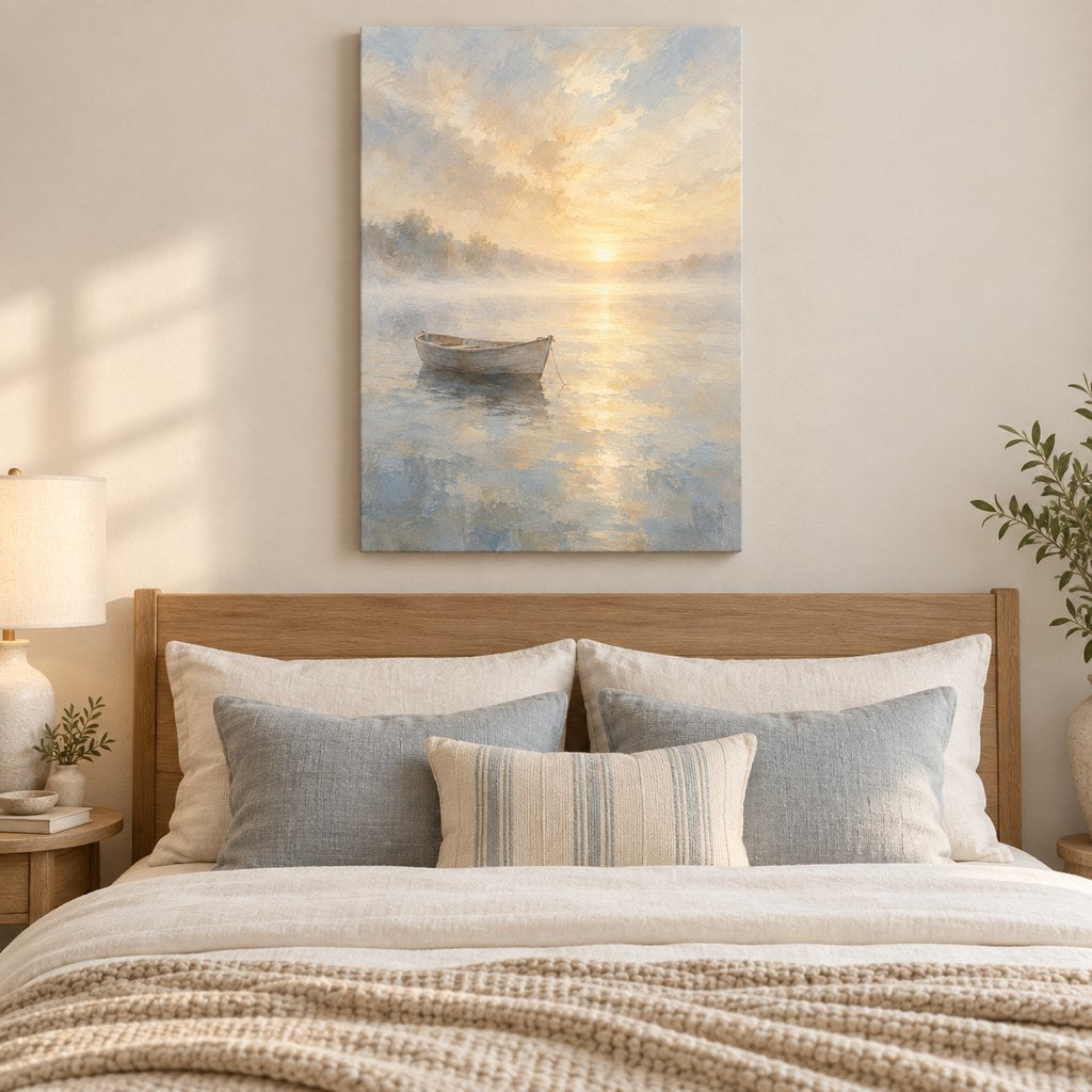 Rowboat in Morning Mist Wall Art