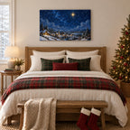 Silent Night Starry Village Landscape Christmas Wall Art
